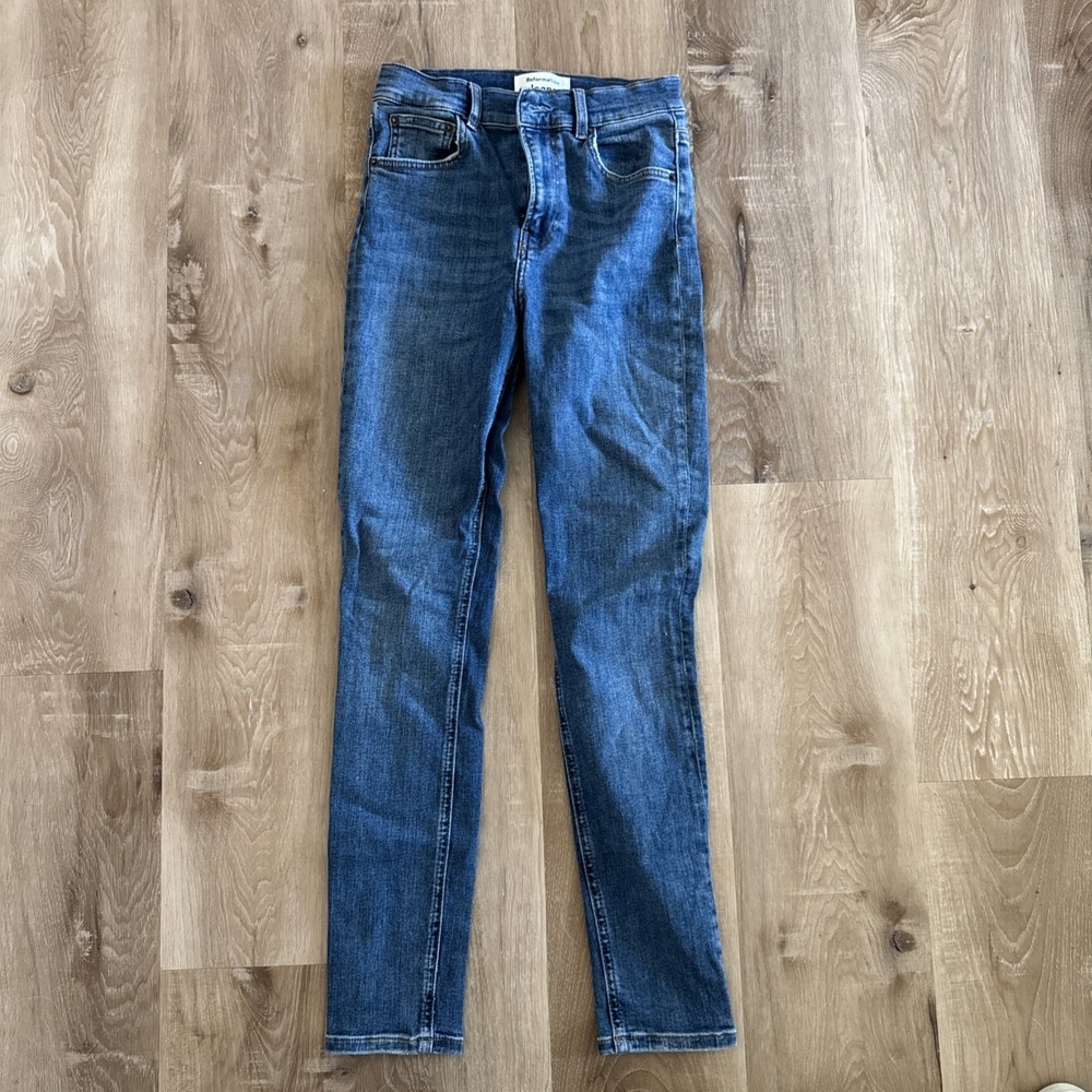 Reformation Jeans High Waist Seating Wash Size 26 Straight Pencil Leg